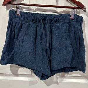 Women's Athletic Works Gym Shorts Size L Blue Elastic Waist Drawstring 327